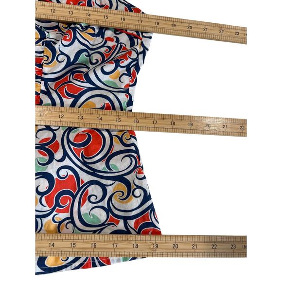 Cabi Whimsy Swirl White and Navy Structured Tank Women's Size 10 Whimsy 60s - Picture 9 of 10